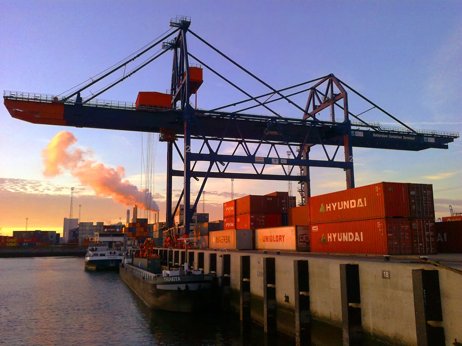 A container terminal in the port of Rotterdam